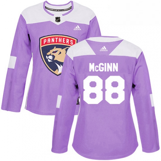 Womens Adidas Florida Panthers 88 Jamie McGinn Authentic Purple Fights Cancer Practice NHL Jersey