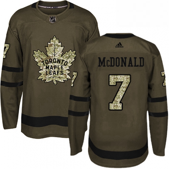 Youth Adidas Toronto Maple Leafs 7 Lanny McDonald Authentic Green Salute to Service NHL Jersey