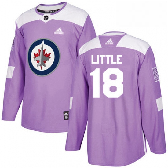 Youth Adidas Winnipeg Jets 18 Bryan Little Authentic Purple Fights Cancer Practice NHL Jersey