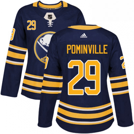 Womens Adidas Buffalo Sabres 29 Jason Pominville Authentic Navy Blue Home NHL Jersey