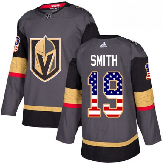 Youth Adidas Vegas Golden Knights 19 Reilly Smith Authentic Gray USA Flag Fashion NHL Jersey