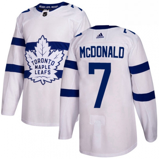 Youth Adidas Toronto Maple Leafs 7 Lanny McDonald Authentic White 2018 Stadium Series NHL Jersey