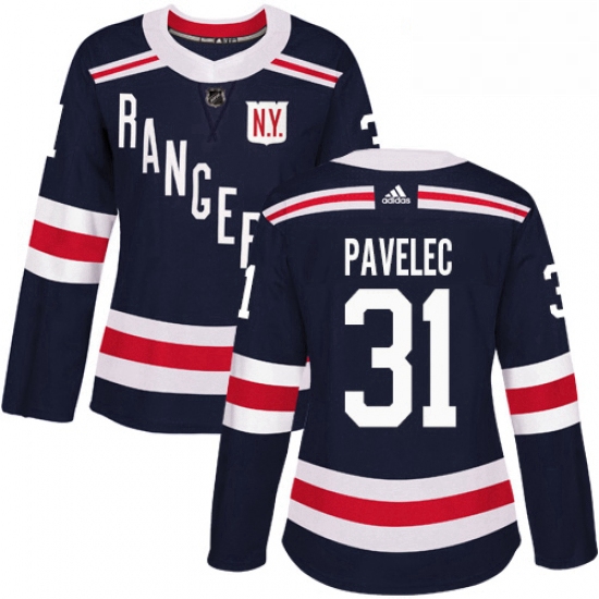 Womens Adidas New York Rangers 31 Ondrej Pavelec Authentic Navy Blue 2018 Winter Classic NHL Jersey