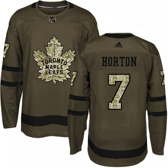 Youth Adidas Toronto Maple Leafs 7 Tim Horton Authentic Green Salute to Service NHL Jersey