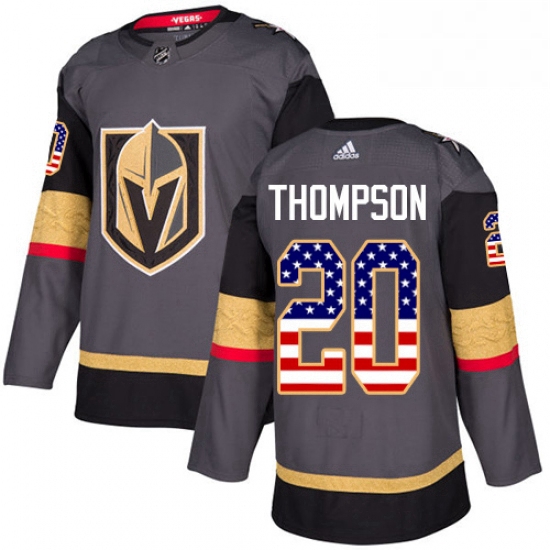 Youth Adidas Vegas Golden Knights 20 Paul Thompson Authentic Gray USA Flag Fashion NHL Jersey