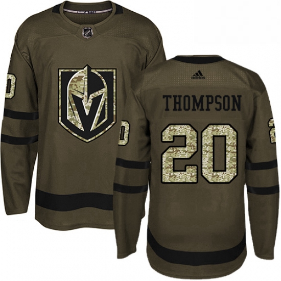 Youth Adidas Vegas Golden Knights 20 Paul Thompson Authentic Green Salute to Service NHL Jersey