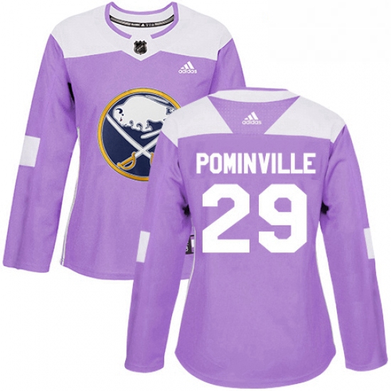 Womens Adidas Buffalo Sabres 29 Jason Pominville Authentic Purple Fights Cancer Practice NHL Jersey