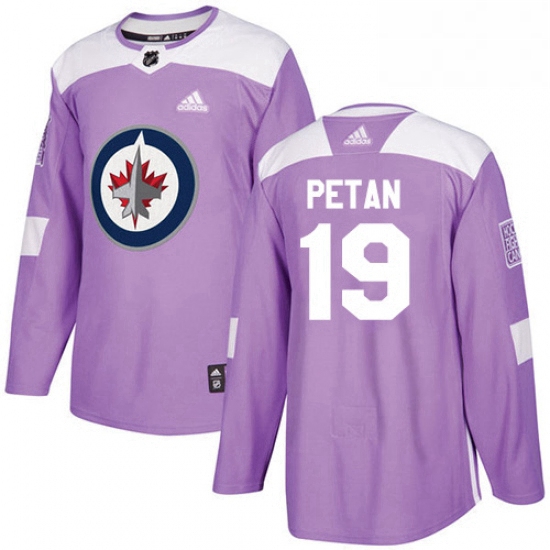 Youth Adidas Winnipeg Jets 19 Nic Petan Authentic Purple Fights Cancer Practice NHL Jersey