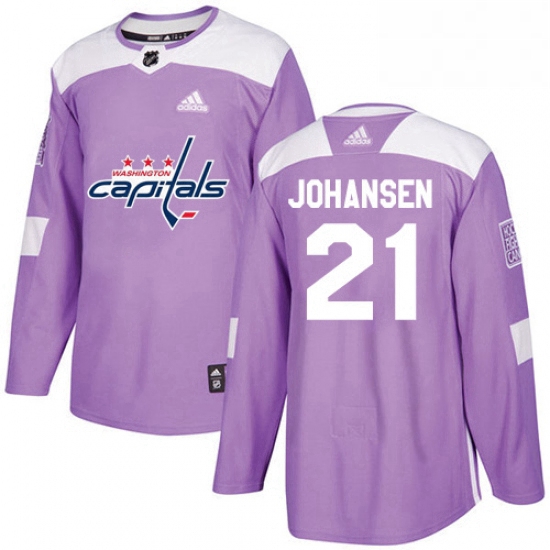 Youth Adidas Washington Capitals 21 Lucas Johansen Authentic Purple Fights Cancer Practice NHL Jerse