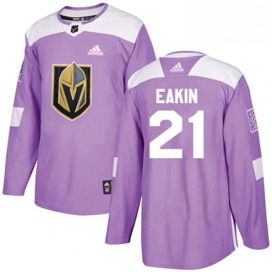 Youth Adidas Vegas Golden Knights 21 Cody Eakin Authentic Purple Fights Cancer Practice NHL Jersey