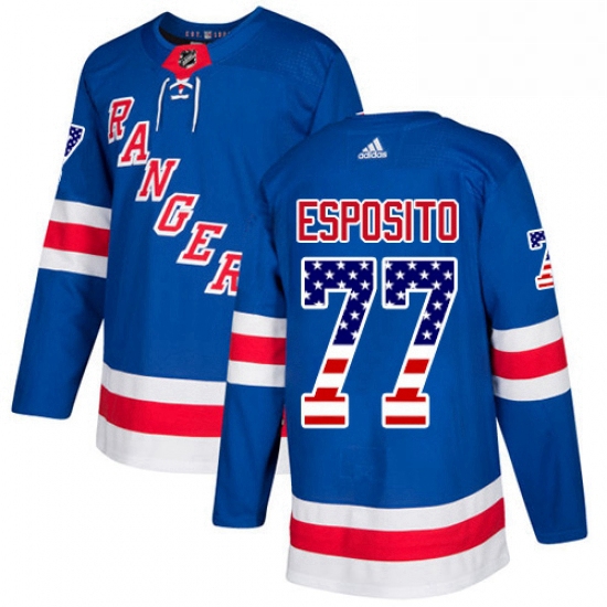 Youth Adidas New York Rangers 77 Phil Esposito Authentic Royal Blue USA Flag Fashion NHL Jersey