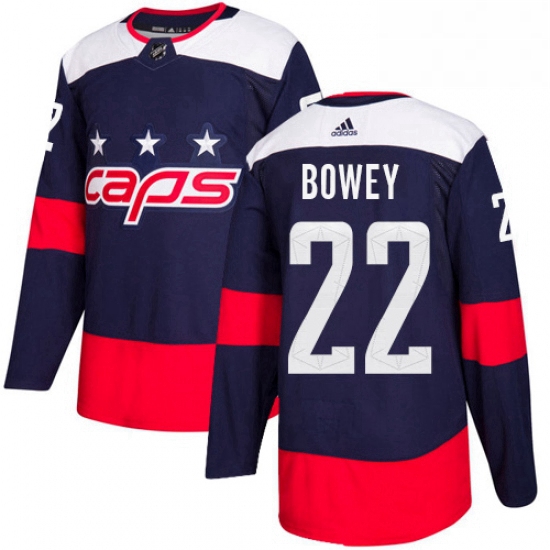 Youth Adidas Washington Capitals 22 Madison Bowey Authentic Navy Blue 2018 Stadium Series NHL Jersey