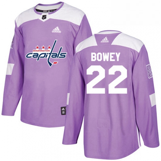 Youth Adidas Washington Capitals 22 Madison Bowey Authentic Purple Fights Cancer Practice NHL Jersey