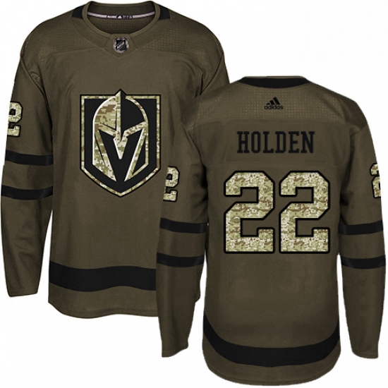 Youth Adidas Vegas Golden Knights 22 Nick Holden Authentic Green Salute to Service NHL Jersey