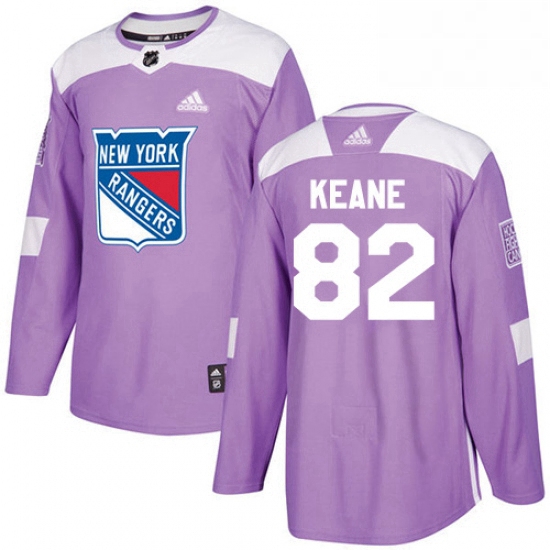 Youth Adidas New York Rangers 82 Joey Keane Authentic Purple Fights Cancer Practice NHL Jersey