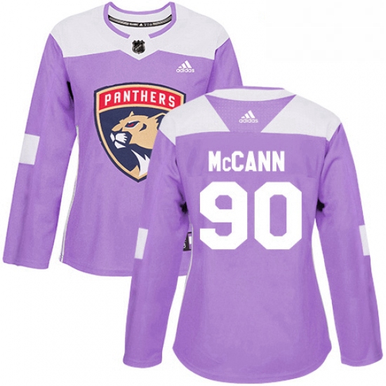 Womens Adidas Florida Panthers 90 Jared McCann Authentic Purple Fights Cancer Practice NHL Jersey