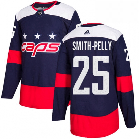 Youth Adidas Washington Capitals 25 Devante Smith Pelly Authentic Navy Blue 2018 Stadium Series NHL 