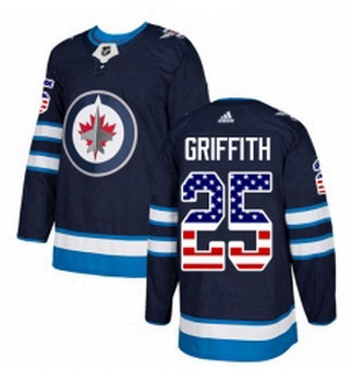 Youth Adidas Winnipeg Jets 25 Seth Griffith Authentic Navy Blue USA Flag Fashion NHL Jersey