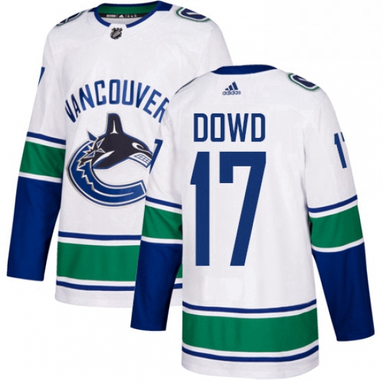 Youth Adidas Vancouver Canucks 17 Nic Dowd Authentic White Away NHL Jersey