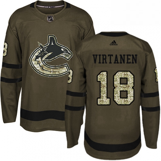 Youth Adidas Vancouver Canucks 18 Jake Virtanen Authentic Green Salute to Service NHL Jersey