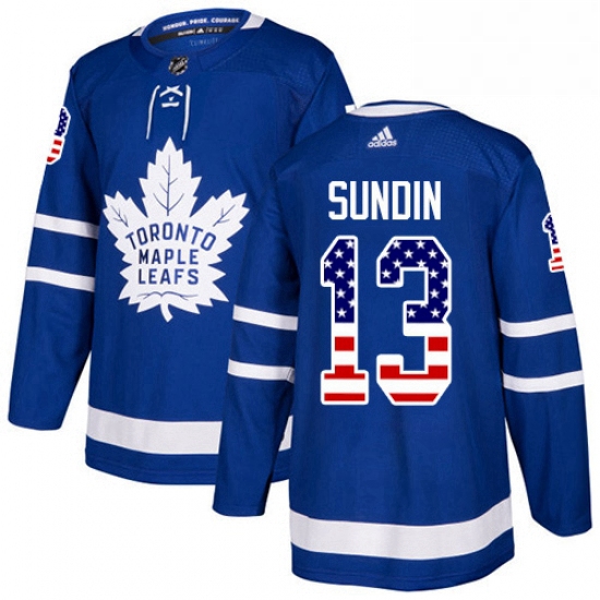 Youth Adidas Toronto Maple Leafs 13 Mats Sundin Authentic Royal Blue USA Flag Fashion NHL Jersey