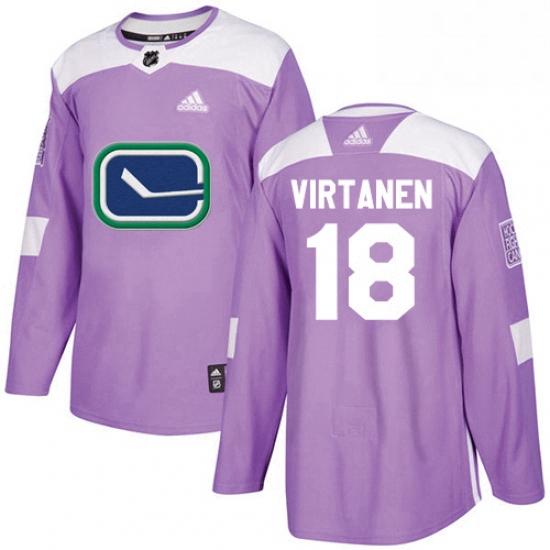 Youth Adidas Vancouver Canucks 18 Jake Virtanen Authentic Purple Fights Cancer Practice NHL Jersey