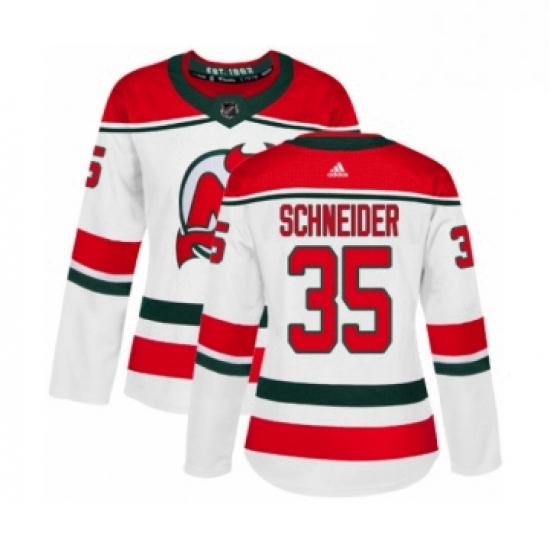 Womens Adidas New Jersey Devils 35 Cory Schneider Authentic White Alternate NHL Jersey