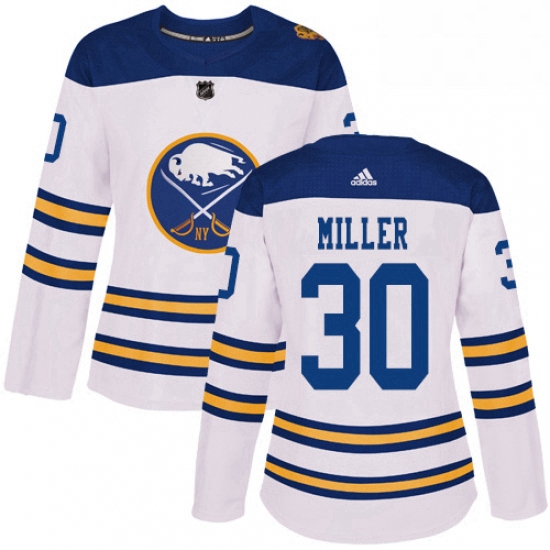 Womens Adidas Buffalo Sabres 30 Ryan Miller Authentic White 2018 Winter Classic NHL Jersey