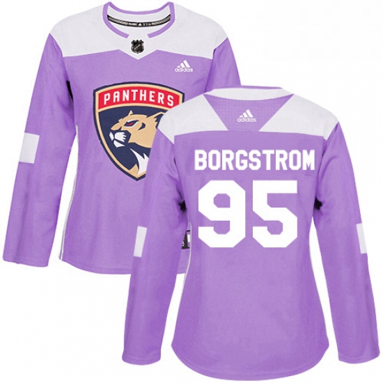 Womens Adidas Florida Panthers 95 Henrik Borgstrom Authentic Purple Fights Cancer Practice NHL Jerse