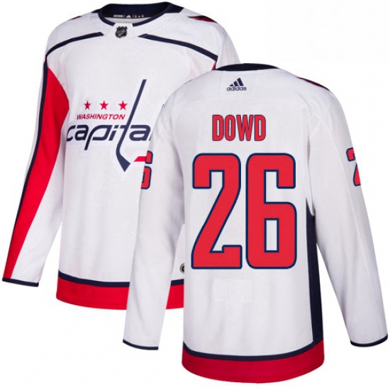 Youth Adidas Washington Capitals 26 Nic Dowd Authentic White Away NHL Jersey