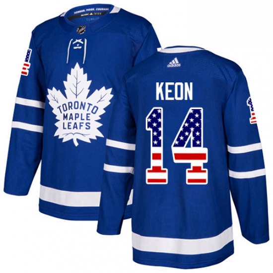 Youth Adidas Toronto Maple Leafs 14 Dave Keon Authentic Royal Blue USA Flag Fashion NHL Jersey