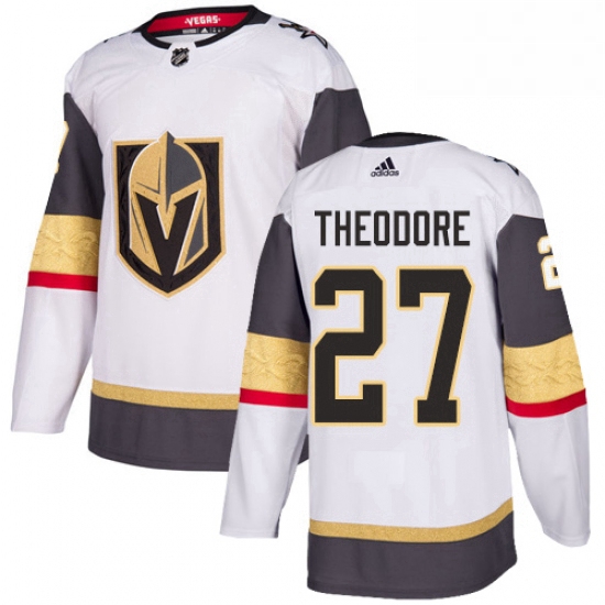 Youth Adidas Vegas Golden Knights 27 Shea Theodore Authentic White Away NHL Jersey