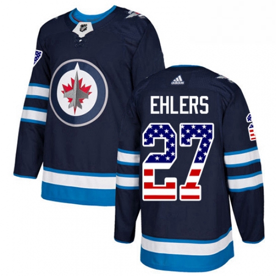 Youth Adidas Winnipeg Jets 27 Nikolaj Ehlers Authentic Navy Blue USA Flag Fashion NHL Jersey