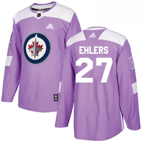 Youth Adidas Winnipeg Jets 27 Nikolaj Ehlers Authentic Purple Fights Cancer Practice NHL Jersey