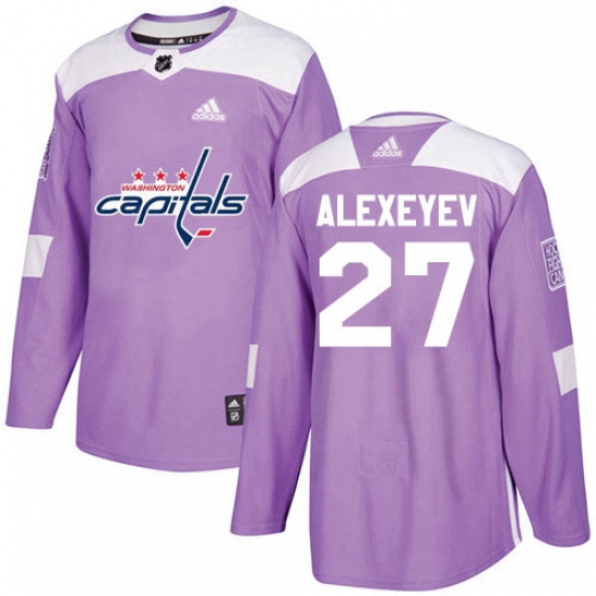 Youth Adidas Washington Capitals 27 Alexander Alexeyev Authentic Purple Fights Cancer Practice NHL J