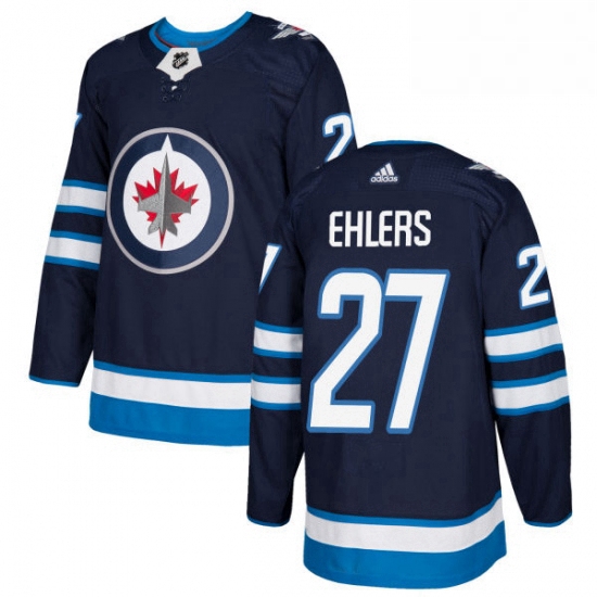 Youth Adidas Winnipeg Jets 27 Nikolaj Ehlers Premier Navy Blue Home NHL Jersey