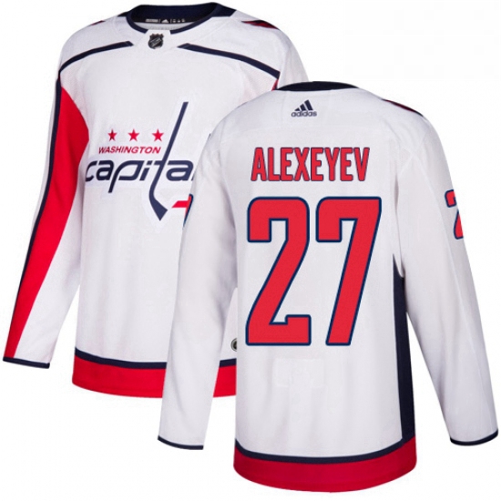 Youth Adidas Washington Capitals 27 Alexander Alexeyev Authentic White Away NHL Jerse