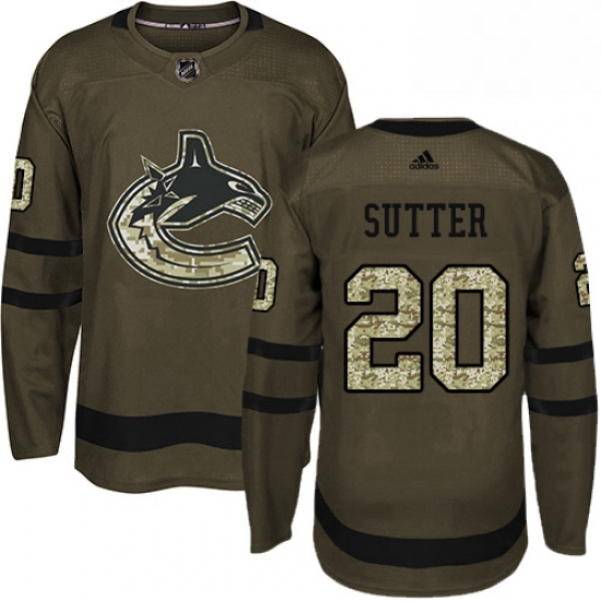 Youth Adidas Vancouver Canucks 20 Brandon Sutter Authentic Green Salute to Service NHL Jersey