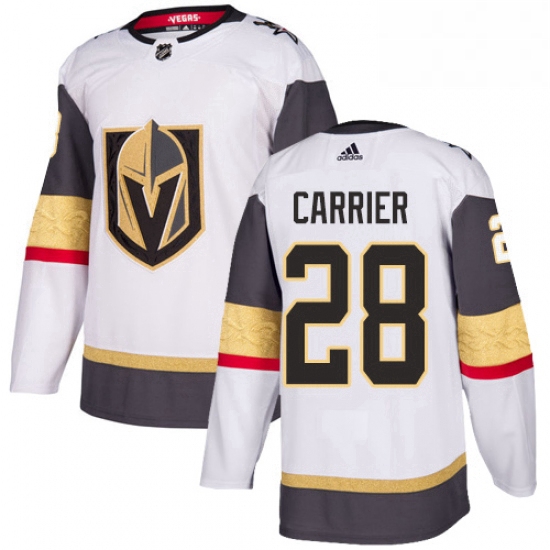 Youth Adidas Vegas Golden Knights 28 William Carrier Authentic White Away NHL Jersey