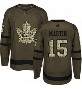 Youth Adidas Toronto Maple Leafs 15 Matt Martin Authentic Green Salute to Service NHL Jersey