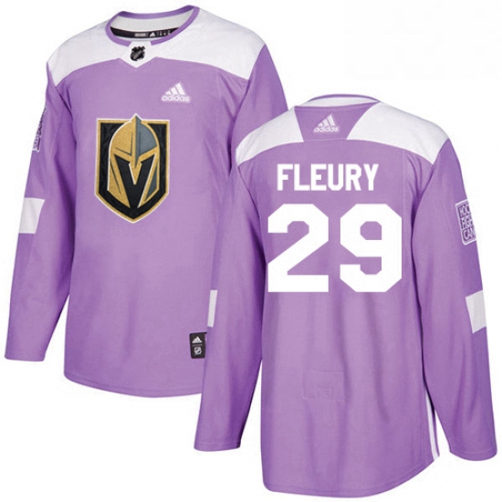 Youth Adidas Vegas Golden Knights 29 Marc Andre Fleury Authentic Purple Fights Cancer Practice NHL J