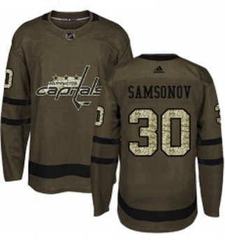 Youth Adidas Washington Capitals 30 Ilya Samsonov Authentic Green Salute to Service NHL Jersey