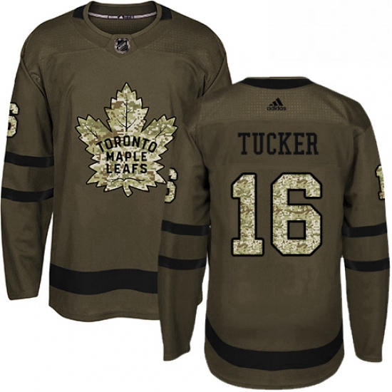 Youth Adidas Toronto Maple Leafs 16 Darcy Tucker Authentic Green Salute to Service NHL Jersey