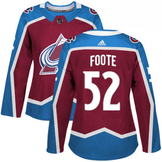 Womens Adidas Colorado Avalanche 52 Adam Foote Authentic Burgundy Red Home NHL Jersey