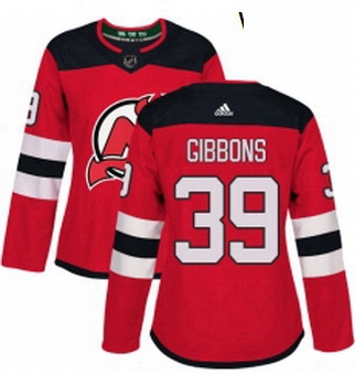 Womens Adidas New Jersey Devils 39 Brian Gibbons Authentic Red Home NHL Jersey