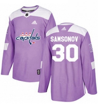 Youth Adidas Washington Capitals 30 Ilya Samsonov Authentic Purple Fights Cancer Practice NHL Jersey