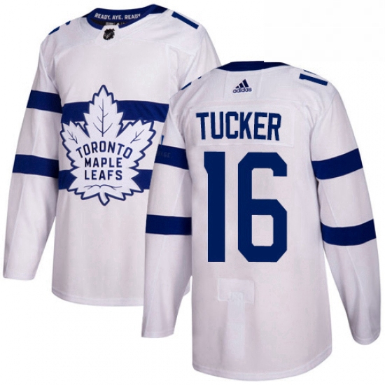 Youth Adidas Toronto Maple Leafs 16 Darcy Tucker Authentic White 2018 Stadium Series NHL Jersey