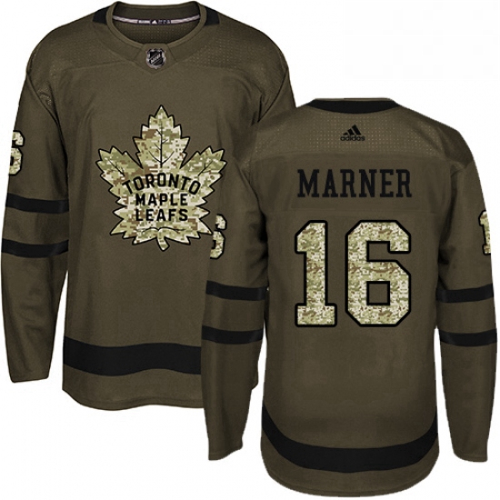 Youth Adidas Toronto Maple Leafs 16 Mitchell Marner Authentic Green Salute to Service NHL Jersey