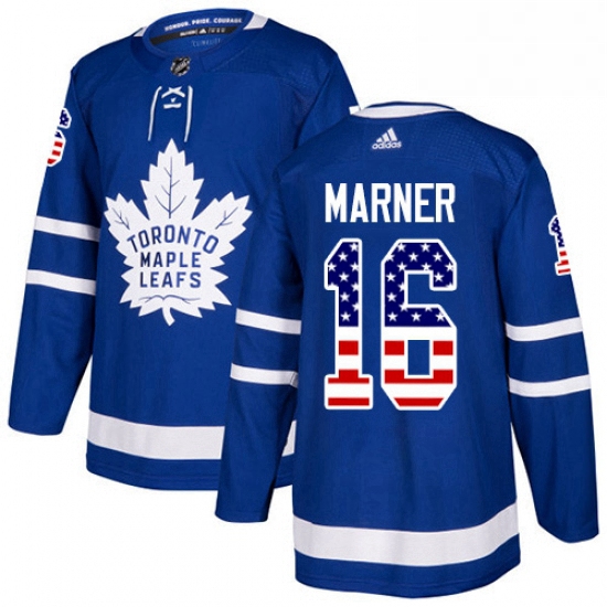 Youth Adidas Toronto Maple Leafs 16 Mitchell Marner Authentic Royal Blue USA Flag Fashion NHL Jersey