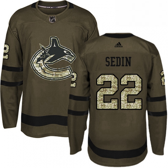 Youth Adidas Vancouver Canucks 22 Daniel Sedin Authentic Green Salute to Service NHL Jersey